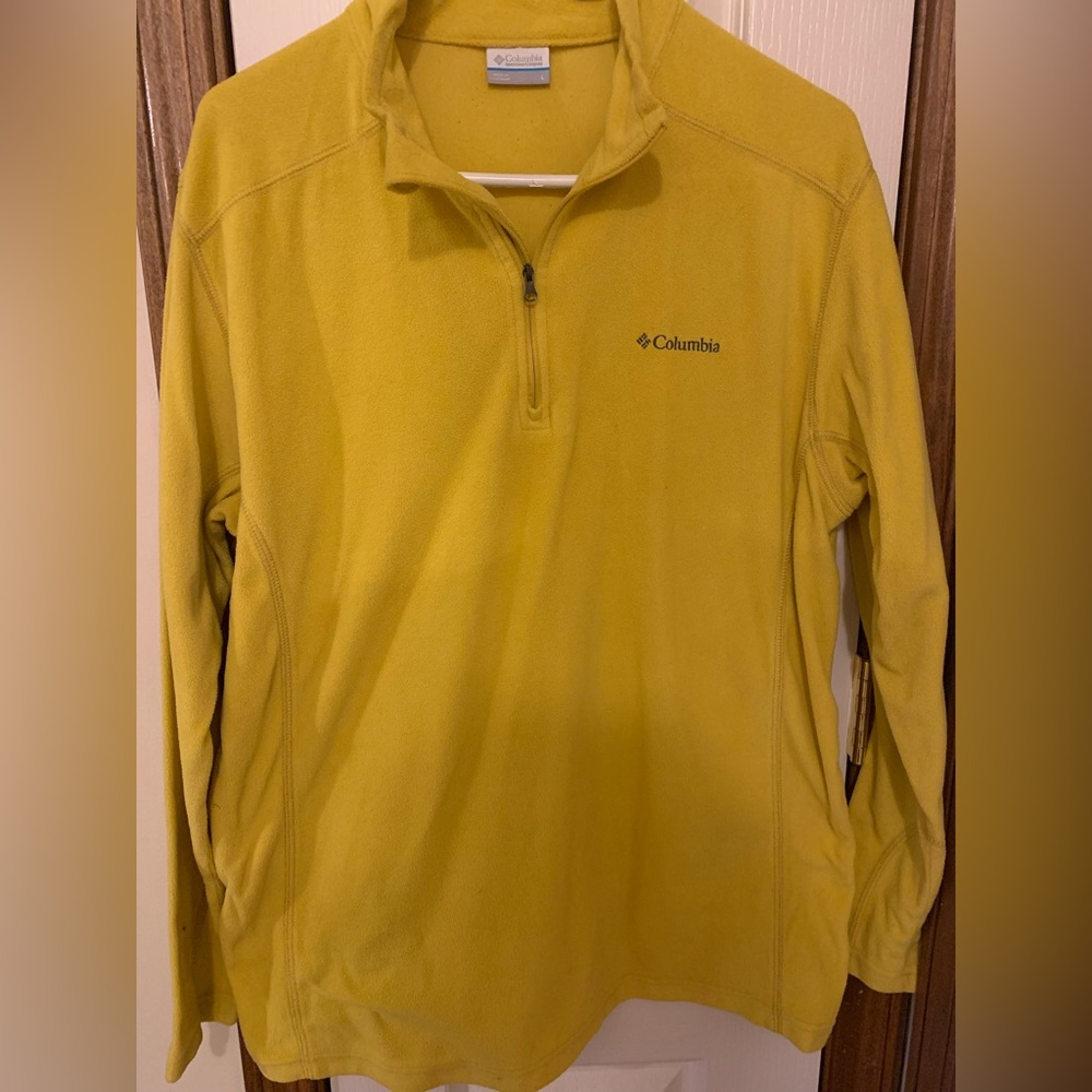 Columbia half zip fleece, yellow, size large